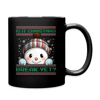 Is It Christmas Break Yet? Cute Snowman Teacher - Full Colour Mug - black - Right