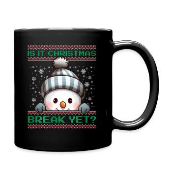 Is It Christmas Break Yet? Cute Snowman Teacher - Full Colour Mug - black - Right