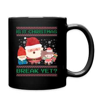 Is It Christmas Break Yet? Santa Claus teacher - Full Colour Mug - black - Right