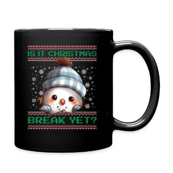 Is It Christmas Break Yet? Cute Snowman Teacher - Full Colour Mug - black - Right