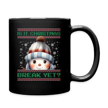 Is It Christmas Break Yet? Cute Snowman Teacher - Full Colour Mug - black - Right