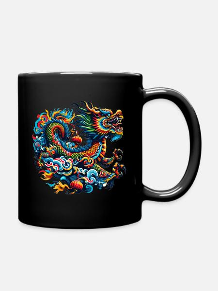Traditioneller chinesischer Drache - Tasse einfarbig - Schwarz