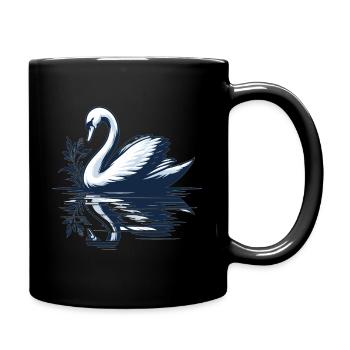 Eleganter Schwan am ruhigen See - Tasse einfarbig - Schwarz - Rechts