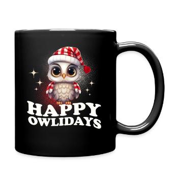 Happy Owlidays Hiboux de Noël - Mug uni - noir - Droite