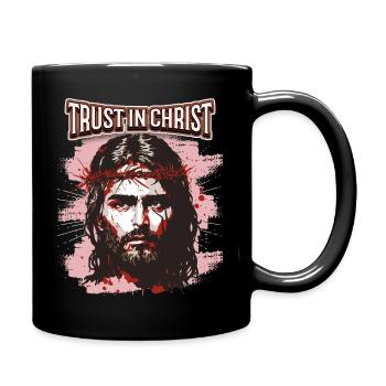 Jesus Christus mit Dornenkrone christlicher Spruch - Tasse einfarbig - Schwarz - Rechts