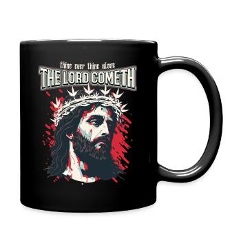 Christlicher Spruch Jesus Christus mit Dornenkrone - Tasse einfarbig - Schwarz - Rechts