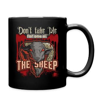 Cartoon Horror Sheep's Head, Sheep Horror Movie Saying - Full Colour Mug - black - Right