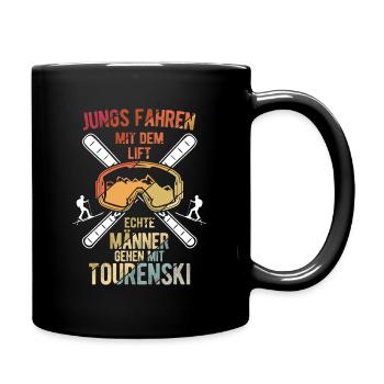 Tourenski Wintersport Berg Skifahrer Geschenk Skit - Tasse einfarbig - Schwarz - Rechts