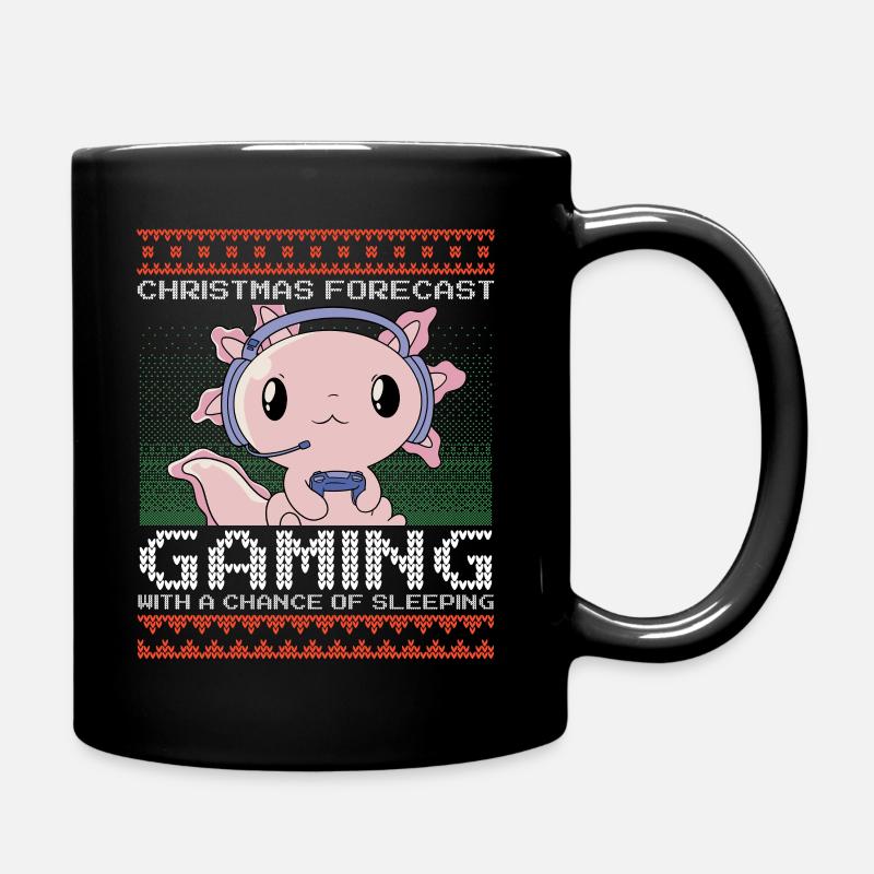 Funny Christmas Forecast Gaming Axolotl Ugly Xmas - Full Colour Mug - black