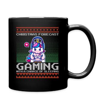 Funny Christmas Forecast Gaming Einhorn Ugly Xmas - Tasse einfarbig - Schwarz - Rechts