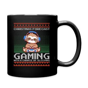 Funny Christmas Forecast Gaming Faultier Ugly Xmas - Tasse einfarbig - Schwarz - Rechts