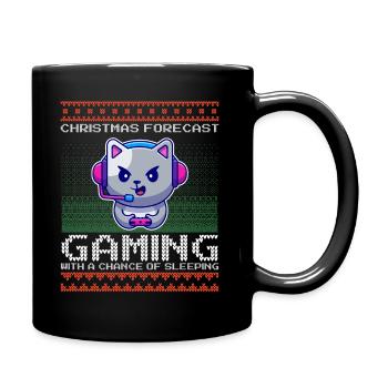 Funny Christmas Forecast Gaming Katze Ugly Xmas - Tasse einfarbig - Schwarz - Rechts