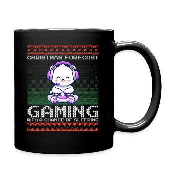 Funny Christmas Forecast Gaming Eisbär Ugly Xmas - Tasse einfarbig - Schwarz - Rechts
