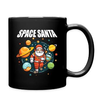 Space Santa Weihnachtsmann Weltall Planeten lustig - Tasse einfarbig - Schwarz - Rechts