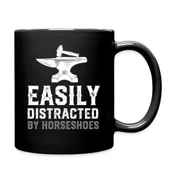Lustiger Hufschmied Hufeisen Pferdehufe Installateur - Tasse einfarbig - Schwarz - Rechts