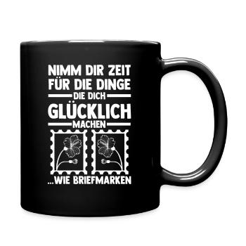 Philatelie Briefmarkensammlung Briefmarkensammler - Tasse einfarbig - Schwarz - Rechts