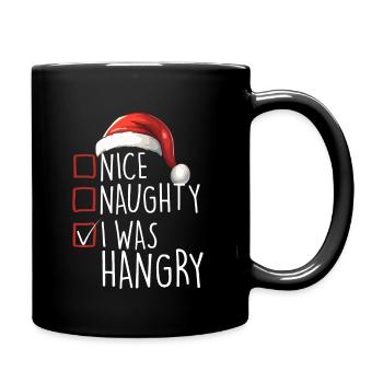 IMerry Christmas Nice Naughty Was Hangry - Tasse einfarbig - Schwarz - Rechts