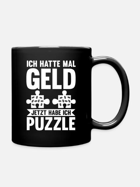 Puzzlefan Puzzler Puzzleteile Puzzle - Tasse einfarbig - Schwarz