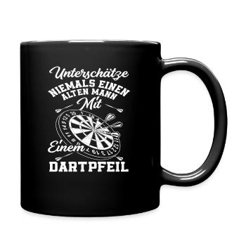 Dart Dartspieler Alter Mann - Tasse einfarbig - Schwarz - Rechts