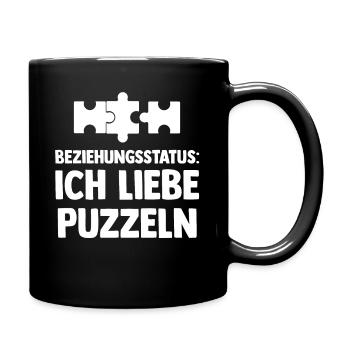 Puzzlefan Puzzler Beziehungsstatus Puzzleteile Puz - Tasse einfarbig - Schwarz - Rechts