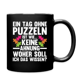 Puzzlefan Puzzler Puzzleteile Puzzle - Tasse einfarbig - Schwarz - Rechts