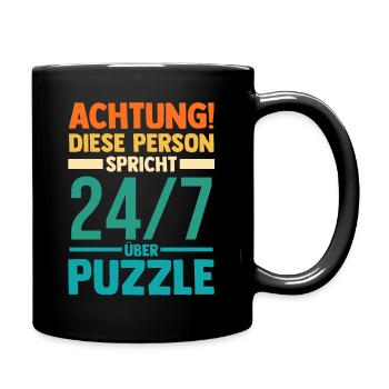 Puzzlefan Puzzler Puzzleteile Puzzle - Tasse einfarbig - Schwarz - Rechts