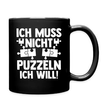 Puzzlefan Puzzler Puzzleteile Puzzle - Tasse einfarbig - Schwarz - Rechts