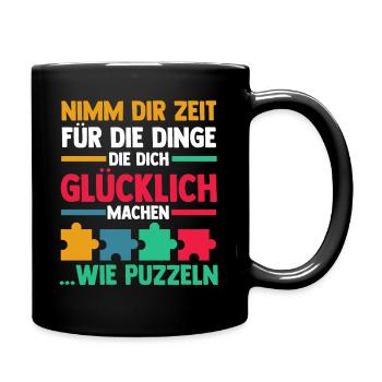 Puzzlefan Puzzler Puzzleteile Puzzle - Tasse einfarbig - Schwarz - Rechts