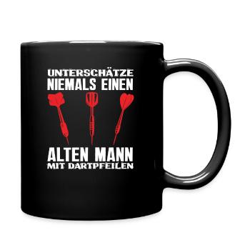 Dart Dartpfeile Alter Mann - Tasse einfarbig - Schwarz - Rechts