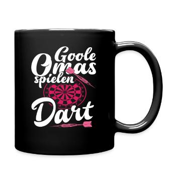 Coole Omas Spielen Dart Dartspieler - Tasse einfarbig - Schwarz - Rechts