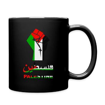 Palestine Flag Fist Free Palestinian People Banner - Full Colour Mug - black - Right