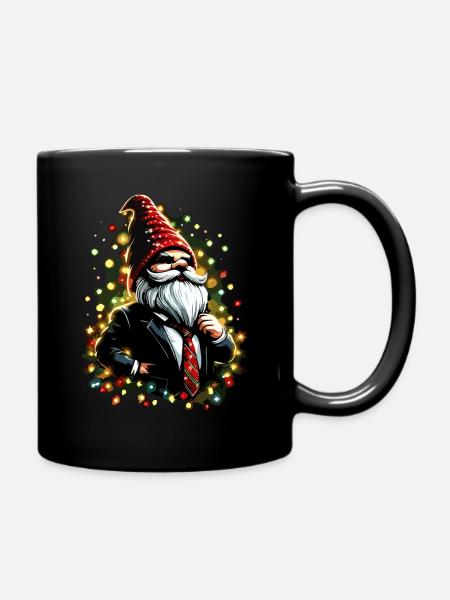 Chef Wichtel mit Lichterkette - Tasse einfarbig - Schwarz