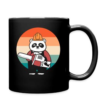 Panda -Kettensäge Baumarbeiter - Tasse einfarbig - Schwarz - Rechts
