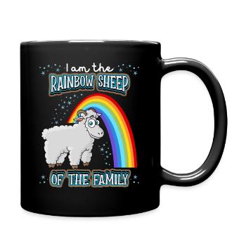 Funny LGBTQ saying with sheep and rainbow - Full Colour Mug - black - Right