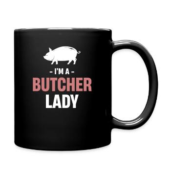 Je suis une femme boucher drôle massacre - Mug uni - noir - Droite