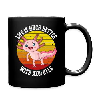 Das Leben Ist Mit Axolotls Im Retro Viel Besser - Tasse einfarbig - Schwarz - Rechts