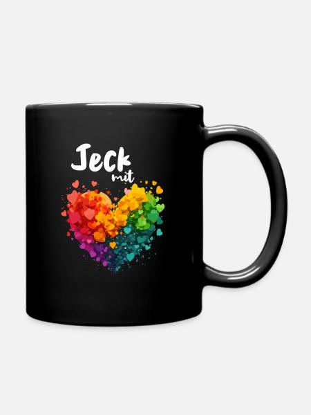 Jeck mit Herz Karneval Köln Alaaf Karnevalskostüm - Tasse einfarbig - Schwarz