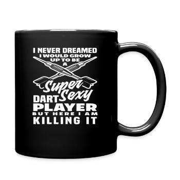 Sexy Dart Dartspieler - Tasse einfarbig - Schwarz - Rechts