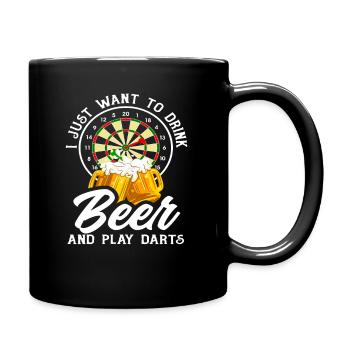 Bier Trinken Dartspielen Dart Dartspieler - Tasse einfarbig - Schwarz - Rechts