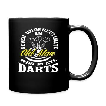 Dart Alter Mann Hobby Dartspieler - Tasse einfarbig - Schwarz - Rechts