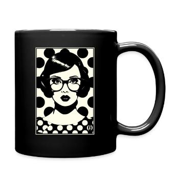 1950s Polka Dot Glasses Secretary Wife - Full Colour Mug - black - Right