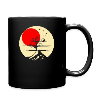 Japanische Rote Sonne: Horror Baum - Tasse einfarbig - Schwarz - Rechts