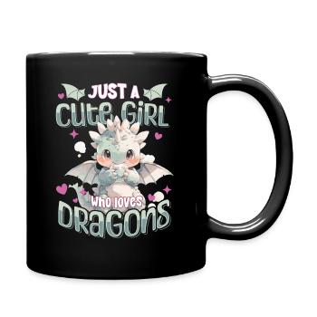 Just a cute Girl who loves Dragons - Kawaii Dragon - Full Colour Mug - black - Right