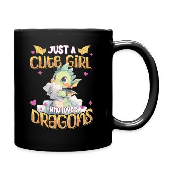 Just a cute Girl who loves Dragons - Kawaii Dragon - Full Colour Mug - black - Right