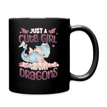 Just a cute Girl who loves Dragons - Kawaii Dragon - Full Colour Mug - black - Right