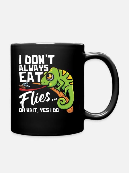 I Don't Always Eat Flies, Chameleon T-Shirt - Full Colour Mug - black