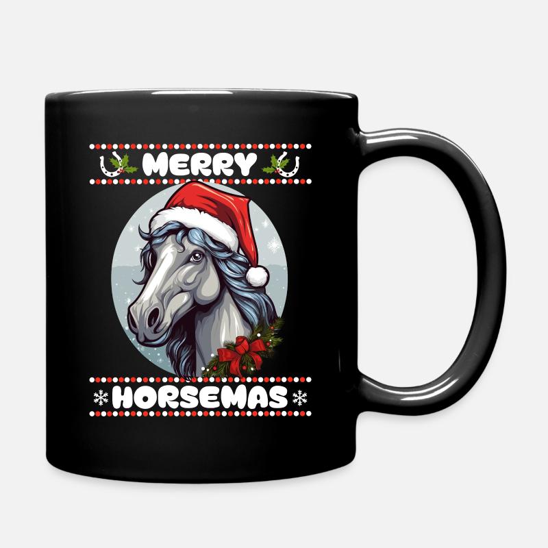 Noël avec des chevaux pour les amoureux des chevaux et les cavaliers - Mug uni - noir