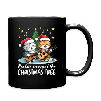 Cats celebrate Christmas with guitars, rock'n'roll - Full Colour Mug - black - Right