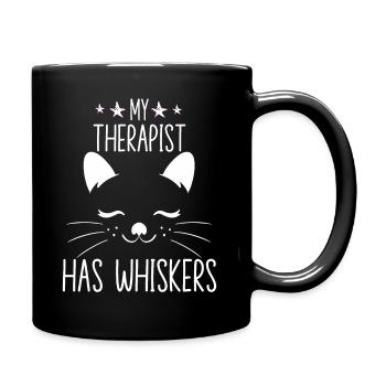 My therapist has whiskers cat owner cat - Full Colour Mug - black - Right