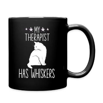 My therapist has whiskers cat saying cat - Full Colour Mug - black - Right